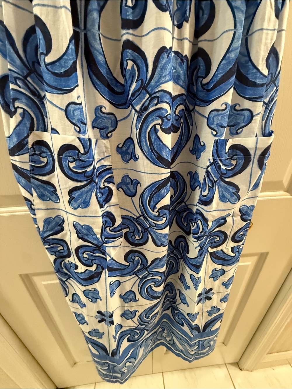 Tuckernuck Tilly Caftan Majolica Tile Blue Cotton Maxi Dress XS NWT - Picture 5 of 12